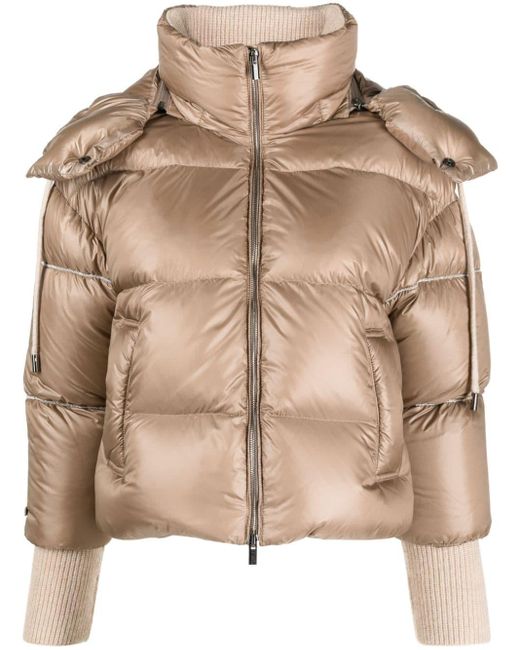 Peserico Cropped Padded Down Jacket in Natural | Lyst