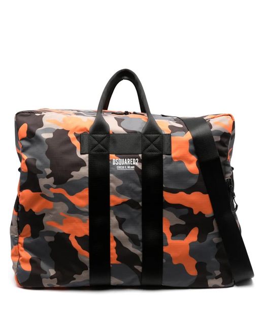 DSquared² Black Camouflage-Print Zip-Up Bag for men