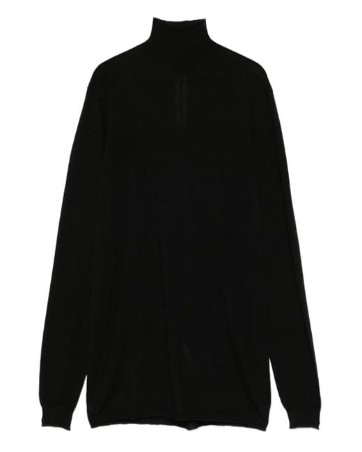 Rick Owens Black High-Neck Wool Sweater for men