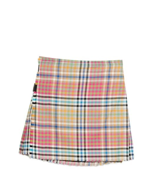 Vivienne Westwood White Plaid Skirt With Frayed Hem