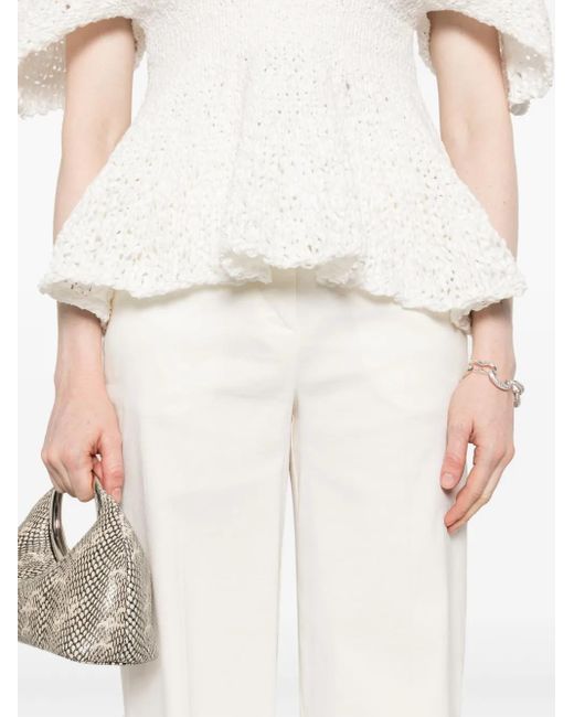 Pinko White Wide-Leg Trousers With Concealed Fastening