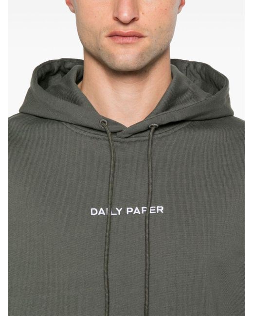 Daily Paper Gray Embroidered-logo Cotton Hoodie for men