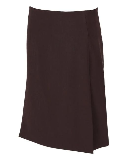 P.A.R.O.S.H. Brown Wool-Blend Midi Skirt