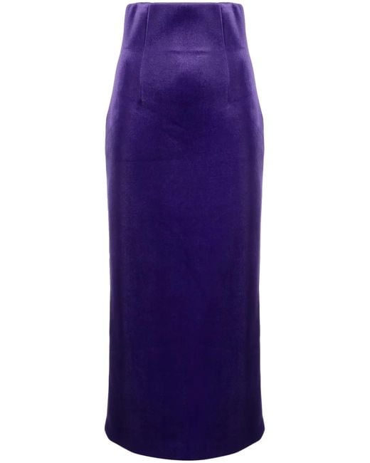 Philosophy Di Lorenzo Serafini Purple Velvet Midi Pencil Skirt