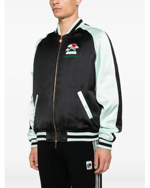 Casablanca Black Embroidered-Logo Bomber Jacket for men