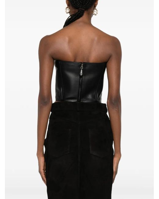 Polo Ralph Lauren Black Strapless Leather Top