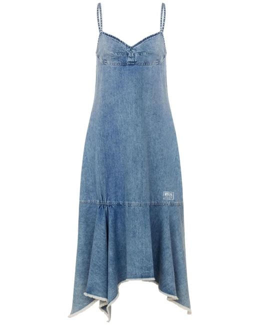 Moschino Blue Classic Fitted Bodice Dress With Flared Skirt