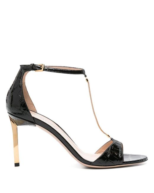 Tom Ford Black Emanuelle 85 Leather Sandals - Women's - Calf Leather/goat Skin/brasssteel