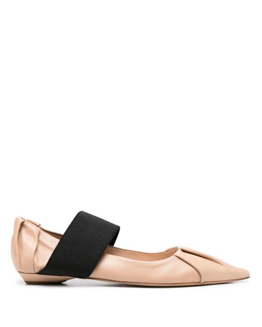 Bruno Frisoni Multicolor Pointed-Toe Leather Ballerina Shoes