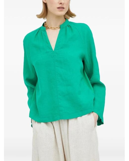 Marc O' Polo Green V-Neck Blouse