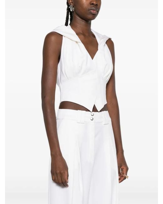 Vestiaire d'un Oiseau Libre White Hooded Corset Vest