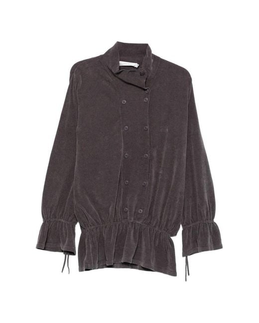 AYA MUSE Gray Ara Double-Breasted Mini Dress