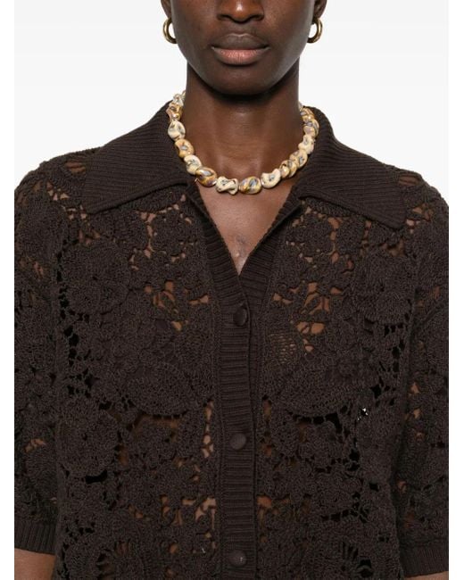 P.A.R.O.S.H. Black Macramé Shirt