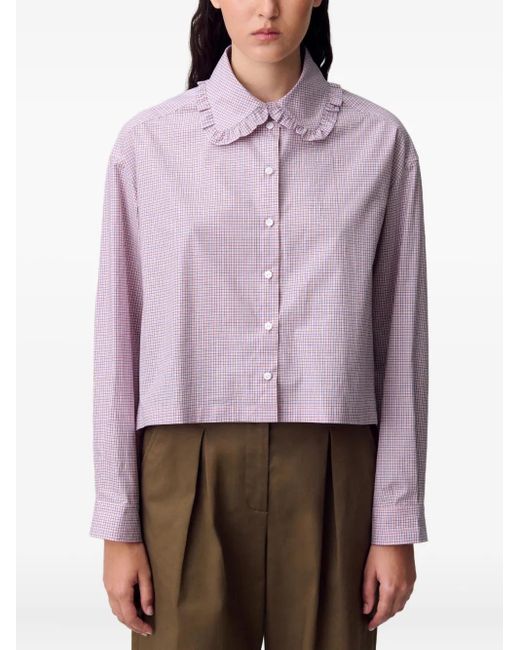 Claudie Pierlot ラッフルカラーチェック シャツ Purple