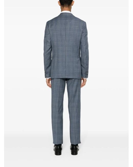 Zegna Blue Checked Single-Breasted Suit for men