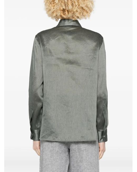 Peserico Gray Jewel-Trim Shirt
