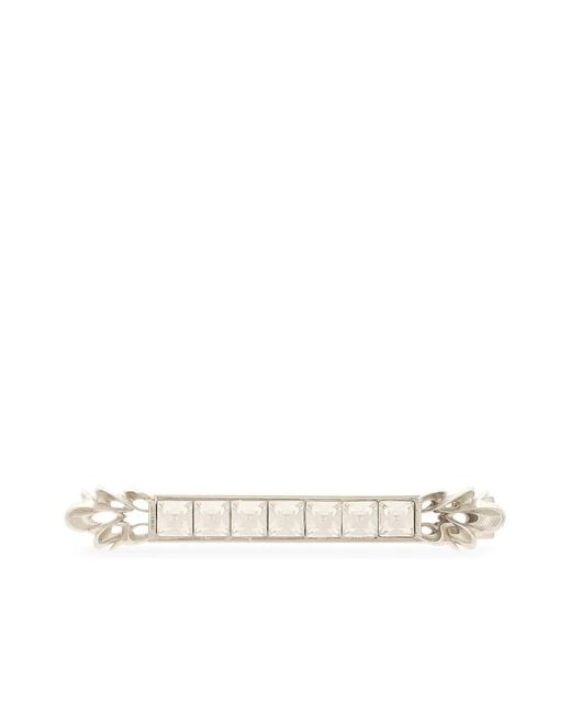Dolce & Gabbana White Crystal Embellished Tie Clip for men