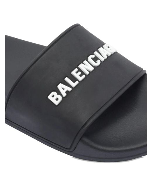 Balenciaga Black Rubber Pool Slides