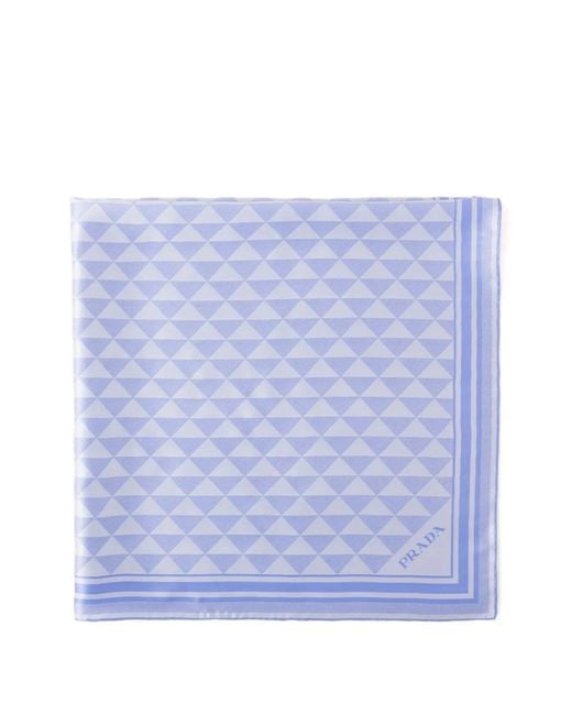 Prada Blue Jacquard Silk Scarf 90X90