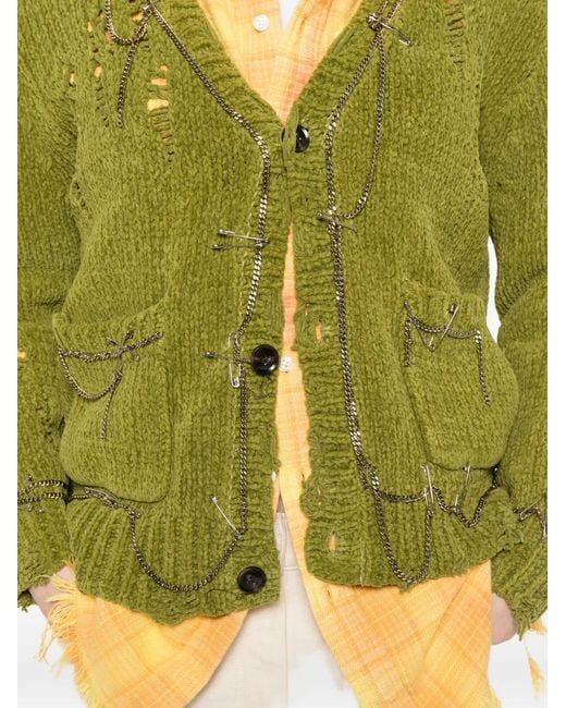 R13 Green Pins Chains Cardigan