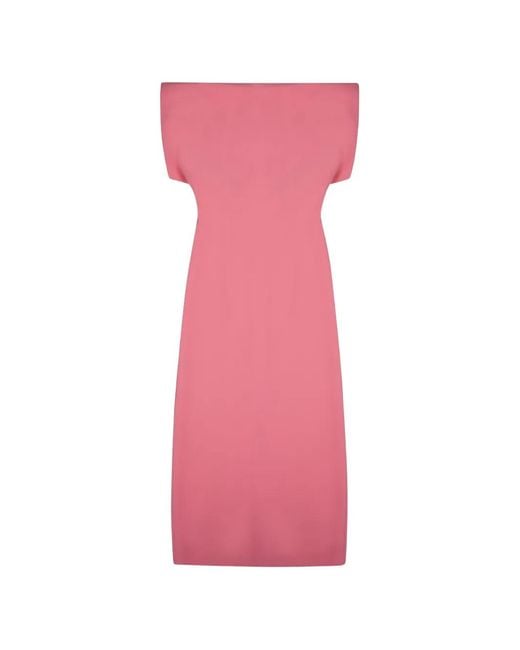 OSCAR THE COLLECTION Pink Off-The-Shoulder Midi Dress