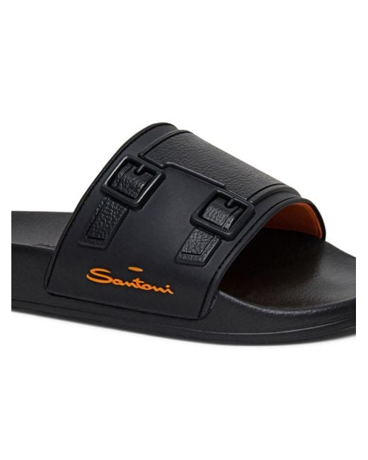 Sandalias con logo estampado Santoni de color Black
