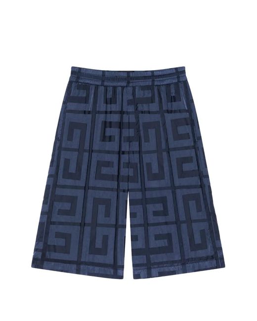 Givenchy Blue 4G Monogram Elasticated Track Shorts for men