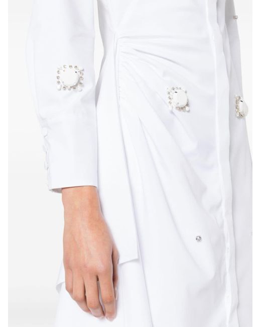 Robe-chemise Tatiana à ornements en cristal Huishan Zhang en coloris White