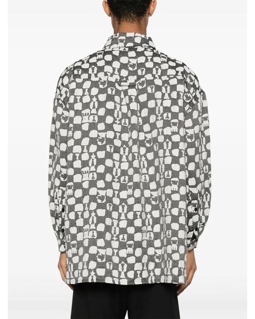 Henrik Vibskov White Big Patterned-Jacquard Shirt for men