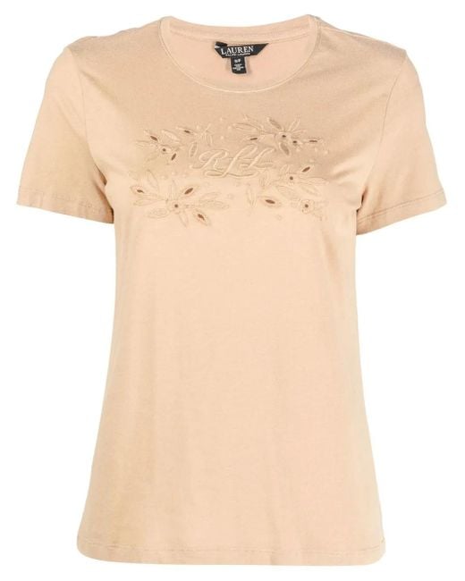 Ralph Lauren Natural Katlin Embroidered-Detail T-Shirt