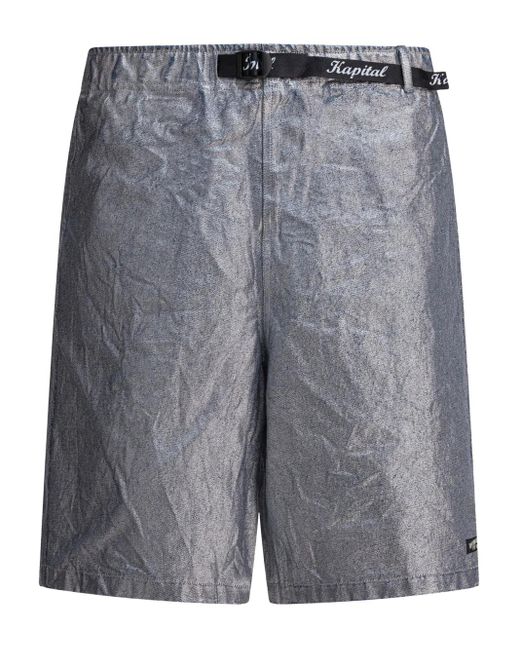 Kapital Gray 12Oz Metallic-Effect Bermuda Shorts for men