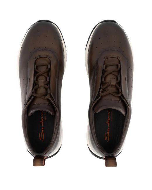 メンズ Santoni レザースニーカー Brown