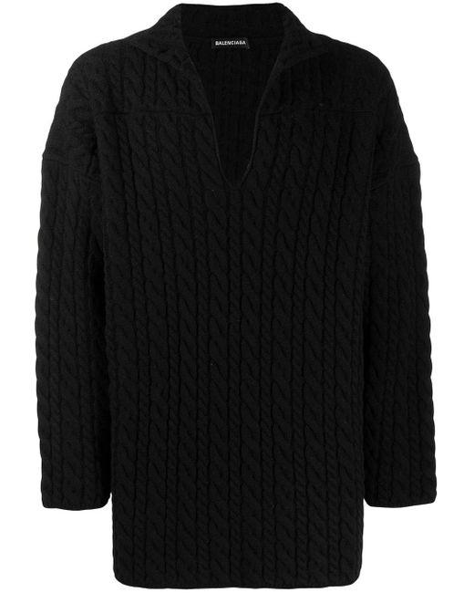Balenciaga Black Cable Knit Jumper for men