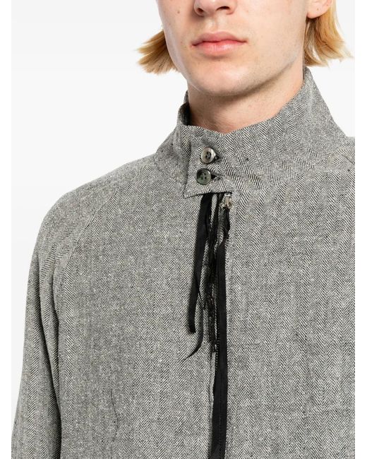 Midorikawa Gray Frayed Zip-Up Shirt Jacket for men