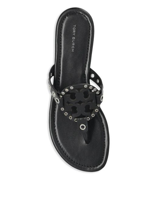 Tory Burch Black Eyelet-Embellished Sandals