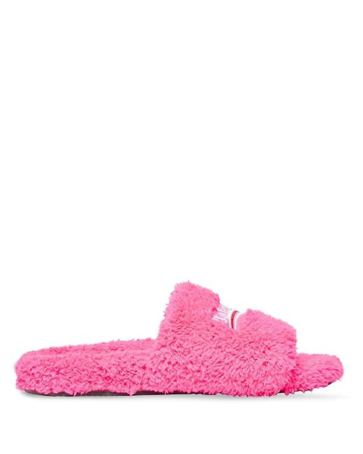 Balenciaga Furry Campaign-logo Slides in Pink | Lyst