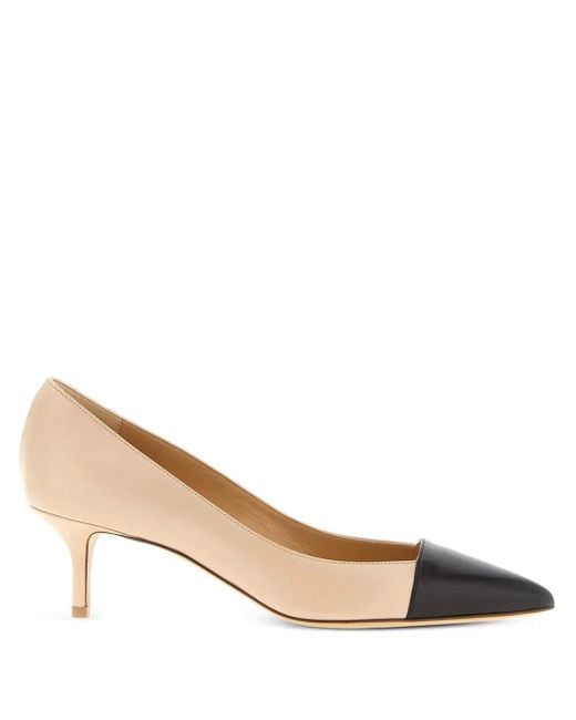 Francesco Russo Natural 55Mm Contrast-Toe Pointed Pumps
