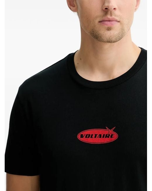 Zadig & Voltaire Black Tommy Logo-Print Cotton T-Shirt for men
