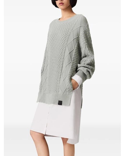 Stella McCartney Gray Cable-Knit Side-Slit Mini Dress