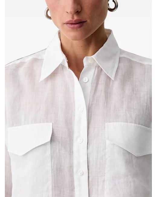 Isabelle Blanche Gray Cropped Drawstring-Hem Shirt