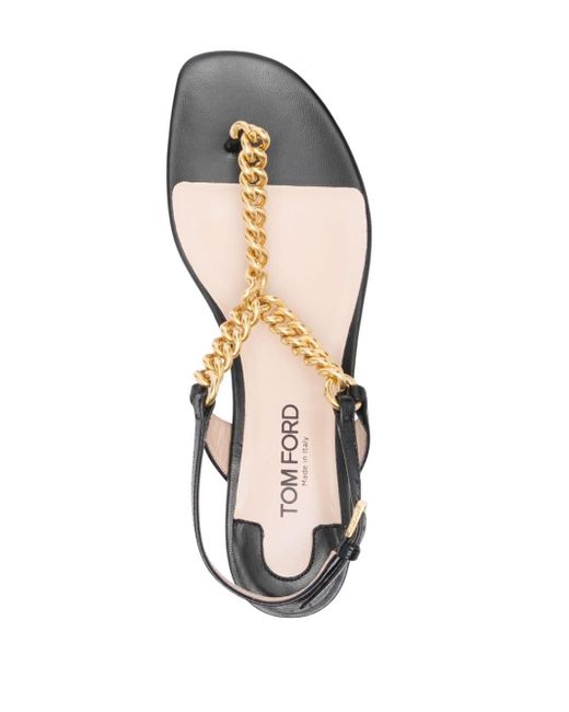 Tom Ford Black Chainlink-strap Leather Sandals