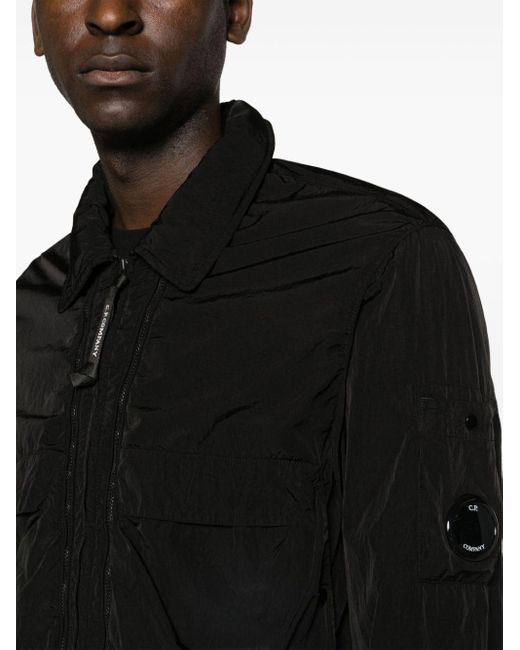 C P Company Kapuzen-Hemdjacke mit Linsen-Detail in Black für Herren