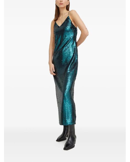 Samsøe & Samsøe Blue Sequin Tie Midi Dress