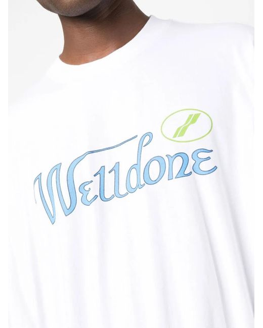 we11done White Logo-Print Cotton Sweatshirt for men