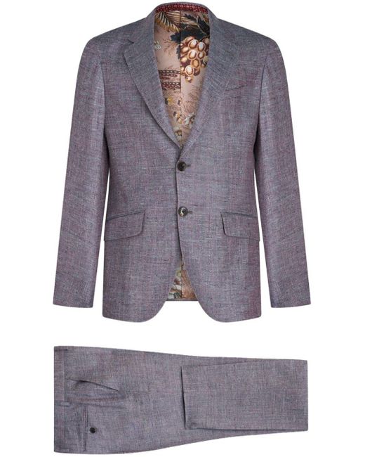 Etro Blue Tailored Single-breasted Suit for men