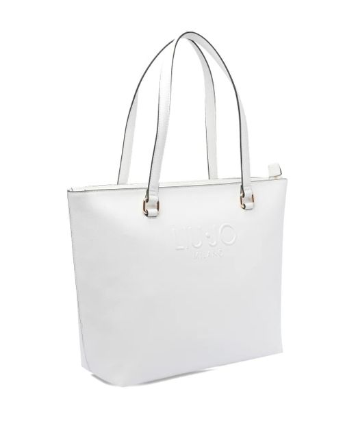 Liu Jo White Logo-Embossed Tote Bag