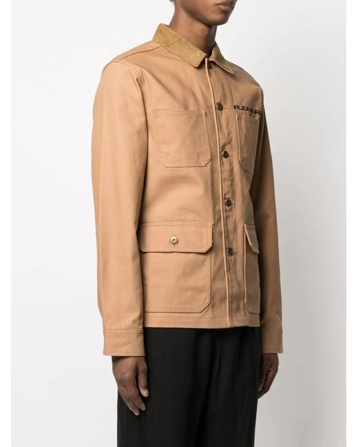 Pleasures Brown Graphic-Print Button-Up Jacket for men