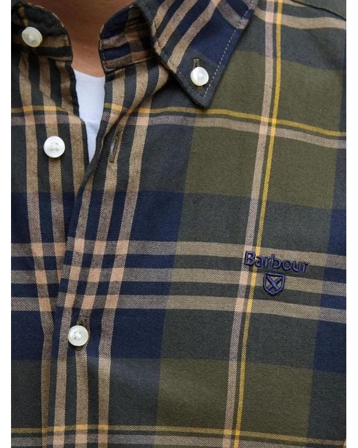 Barbour Gray Edgar Tartan-Print Button-Down Shirt for men