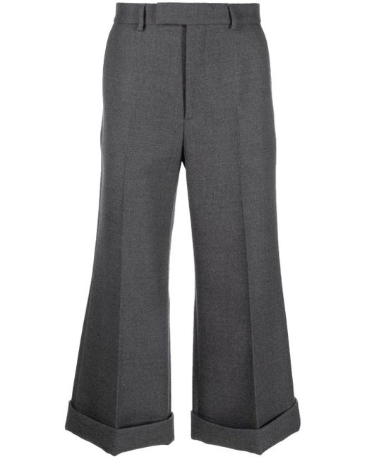 Gucci Gray Cropped Flared Wool Trousers for men