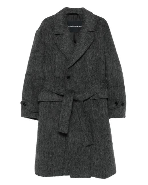 ANDERSSON BELL Gray Belted Coat for men